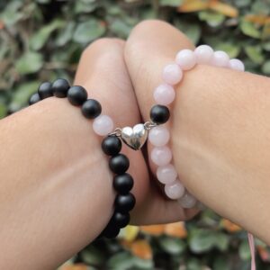 Distance Bracelets - Cuarzo Rosa y Onix Matte
