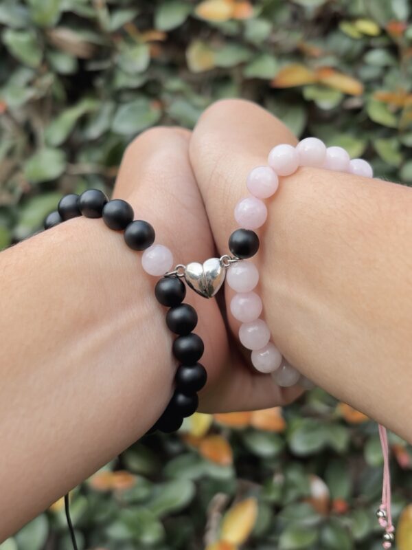 Distance Bracelets - Cuarzo Rosa y Onix Matte