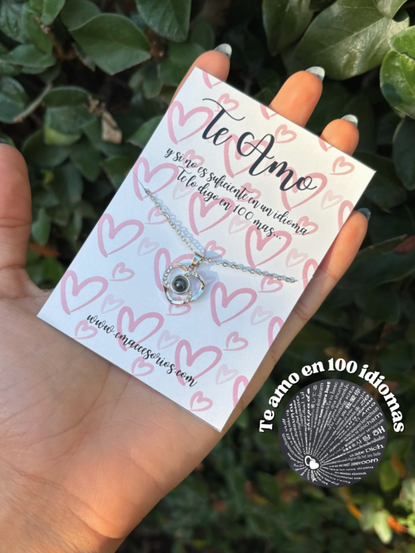 Collar Te Amo en 100 idiomas - Collar de corazón modelo 2