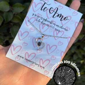 Collar Te Amo en 100 idiomas - Collar de corazón modelo 3