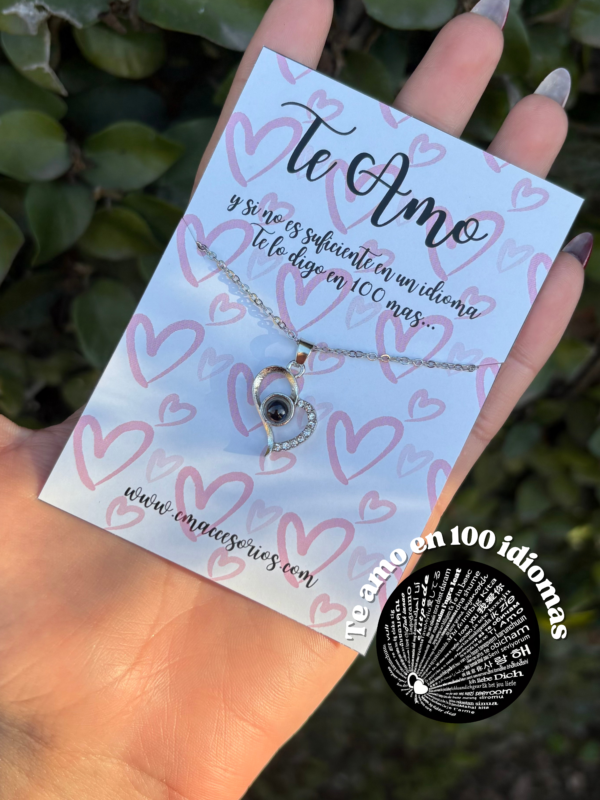 Collar Te Amo en 100 idiomas - Collar de corazón modelo 3