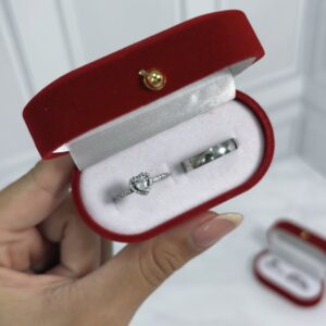 Conjunto de anillos - Anillo de Corazón Plateado